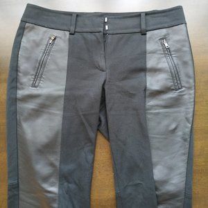 Ann Taylor Black pants, faux leather trim 6P